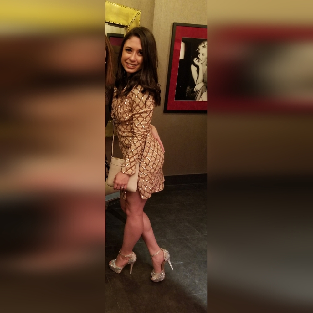 Fashion Nova Gold Patterned Dress